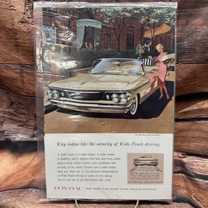 1960 Pontiac Bonneville Convertible Vintage Print Ad Wide-Track Car Shopping